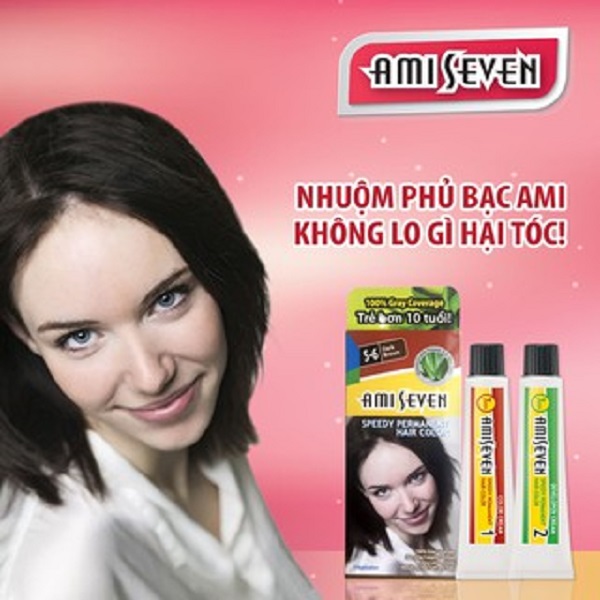 Nhuộm phủ bạc dược thảo Amiseven nhanh 7 phút AMI SEVEN Speedy Permanent Hair Color (60g + 60g) Hàn Quốc