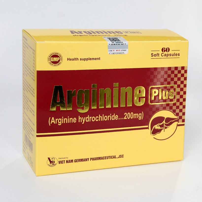 Thực phẩm bảo vệ sức khoẻ Arginine Plus giúp bổ gan, giải độc gan, bảo vệ tế bào gan - Hộp 60 viên
