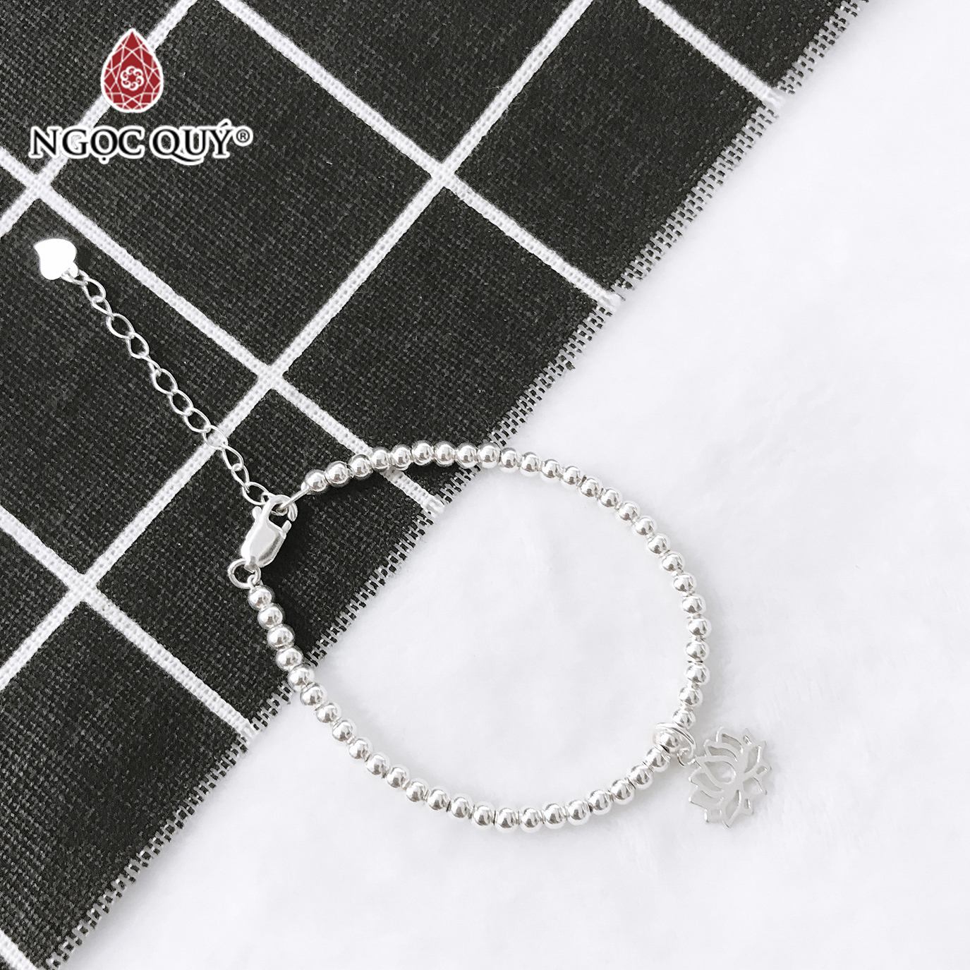Lắc bi bạc hoa sen - Ngọc Quý Gemstones
