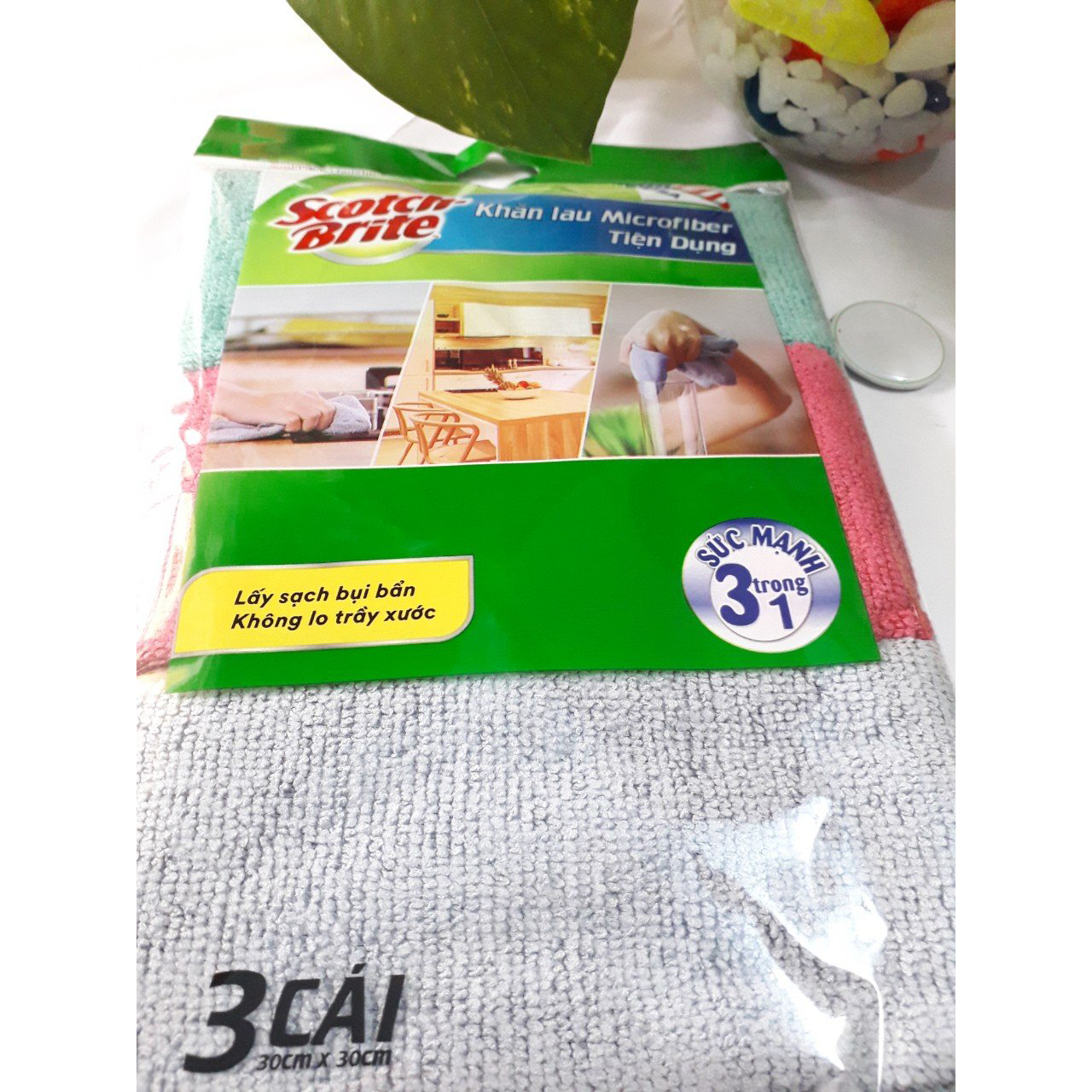 Gói 3 Cái Khăn lau bếp Microfiber tiện dụng Scotch Brite 3M