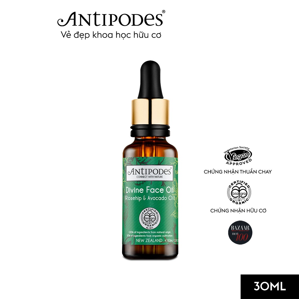 Tinh Dầu Dưỡng Da Mặt Antipodes Divine Face Oil Rosehip &amp; Avocado Oil 30ml