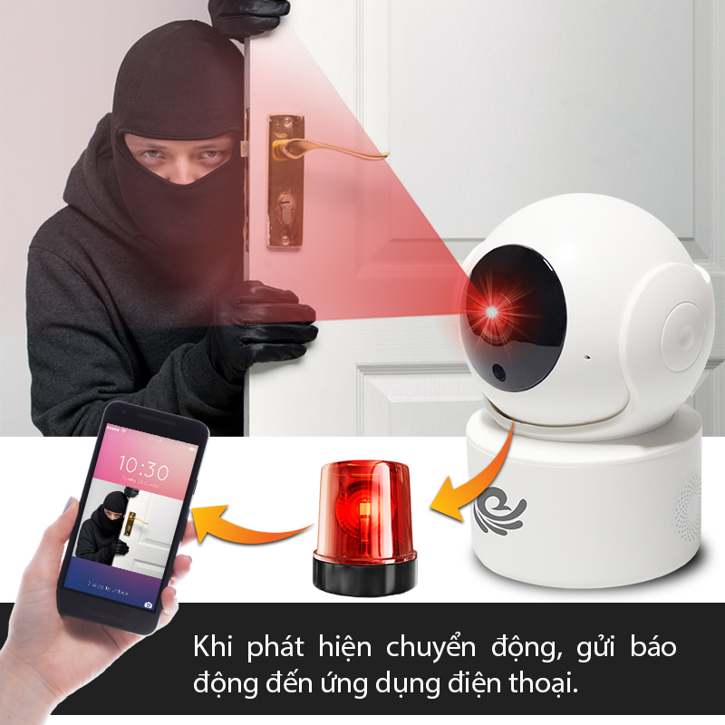 Camera IP FULL HD Giám Sát An Ninh 2.0Mpx CC2021 PRO, Dùng App CARECAM PRO, Xoay Theo Chuyển Động, Đàm Thoại 2 Chiều, Xem Cùng Lúc 4 Camera - Hãng Nhập Khẩu