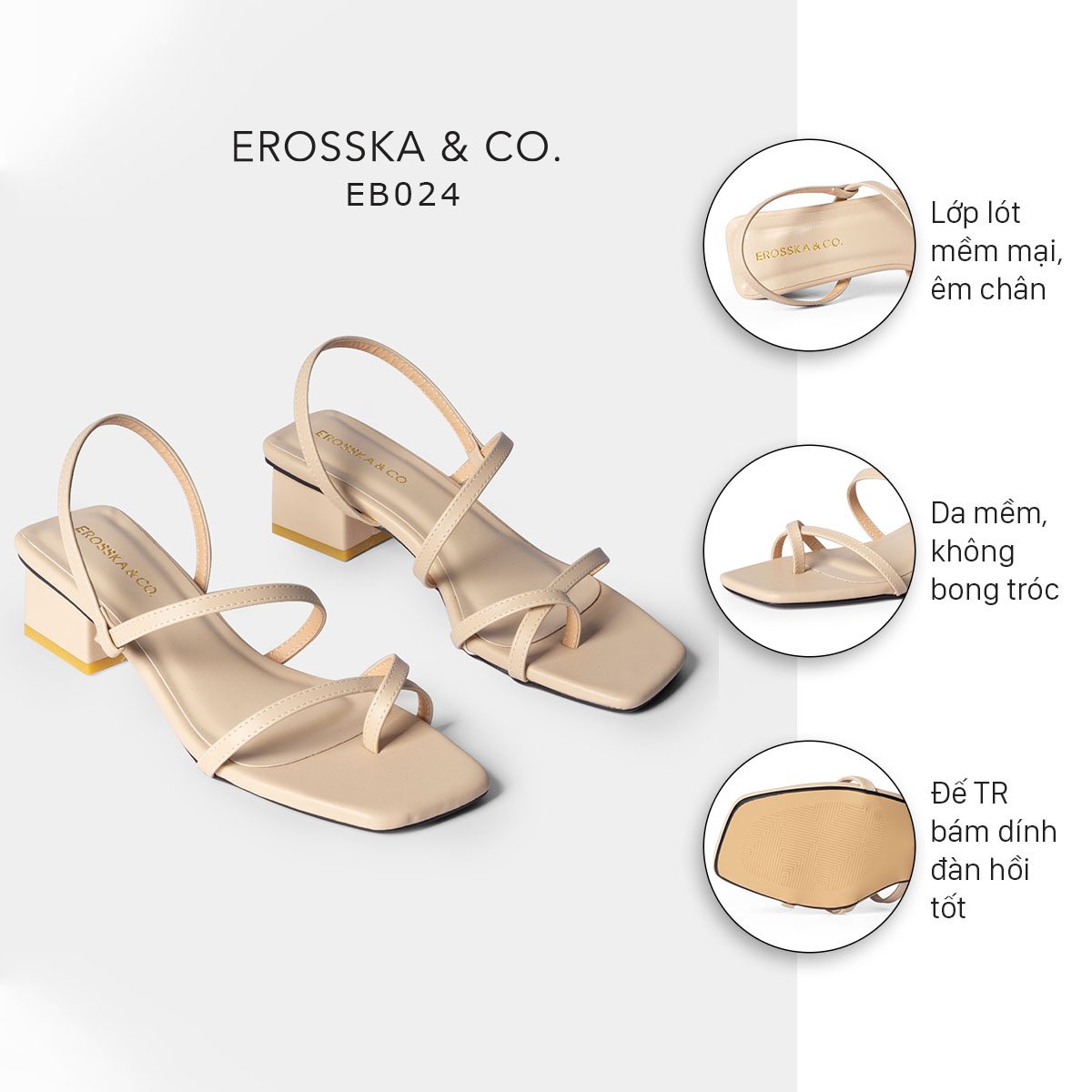 Giày sandal nữ thời trang Erosska xỏ ngón dây mãnh kiểu dáng hiện đại dễ phối đồ cao 5cm EB024