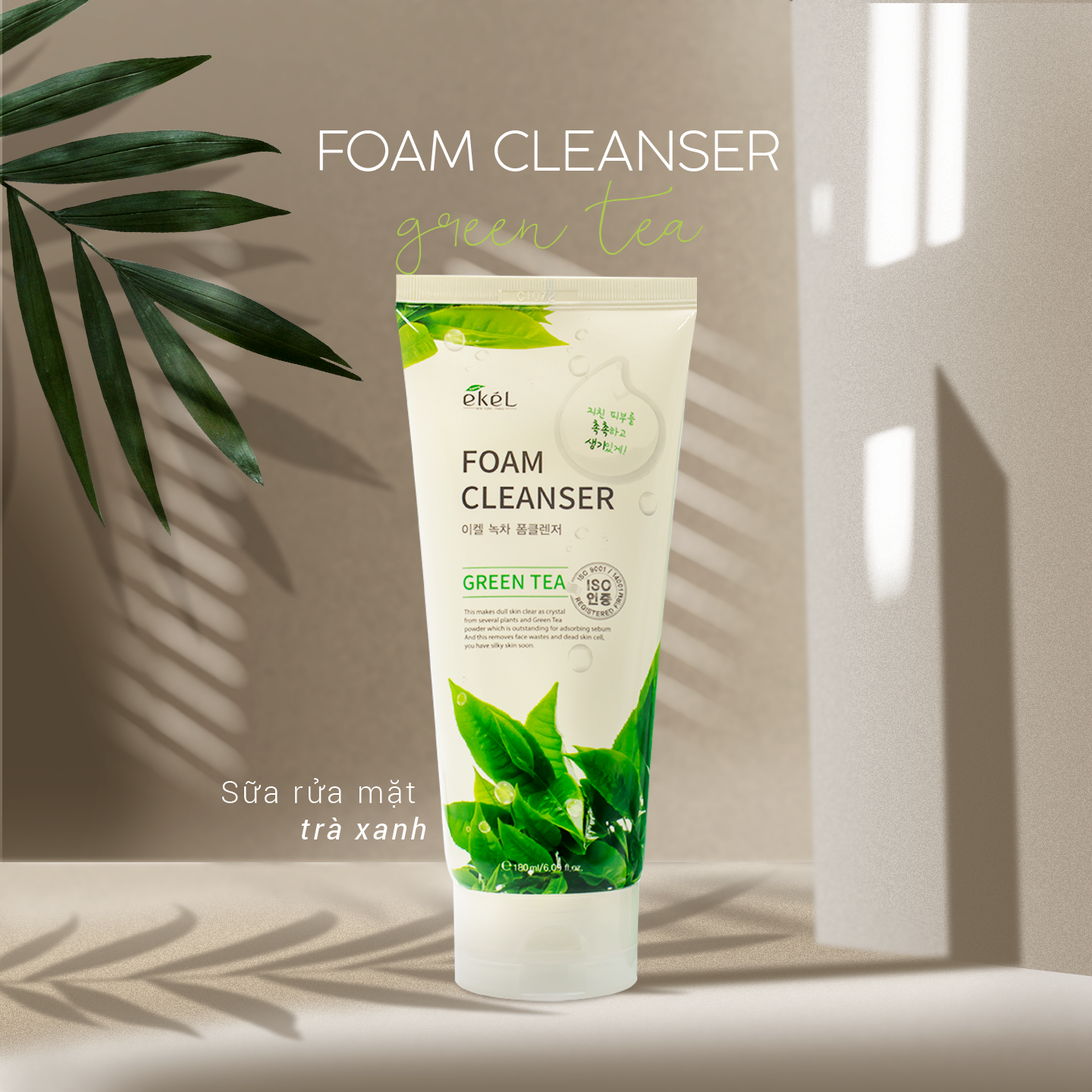 Sữa rửa mặt trà xanh EKEL Green Tea Foam Cleanser 180ml