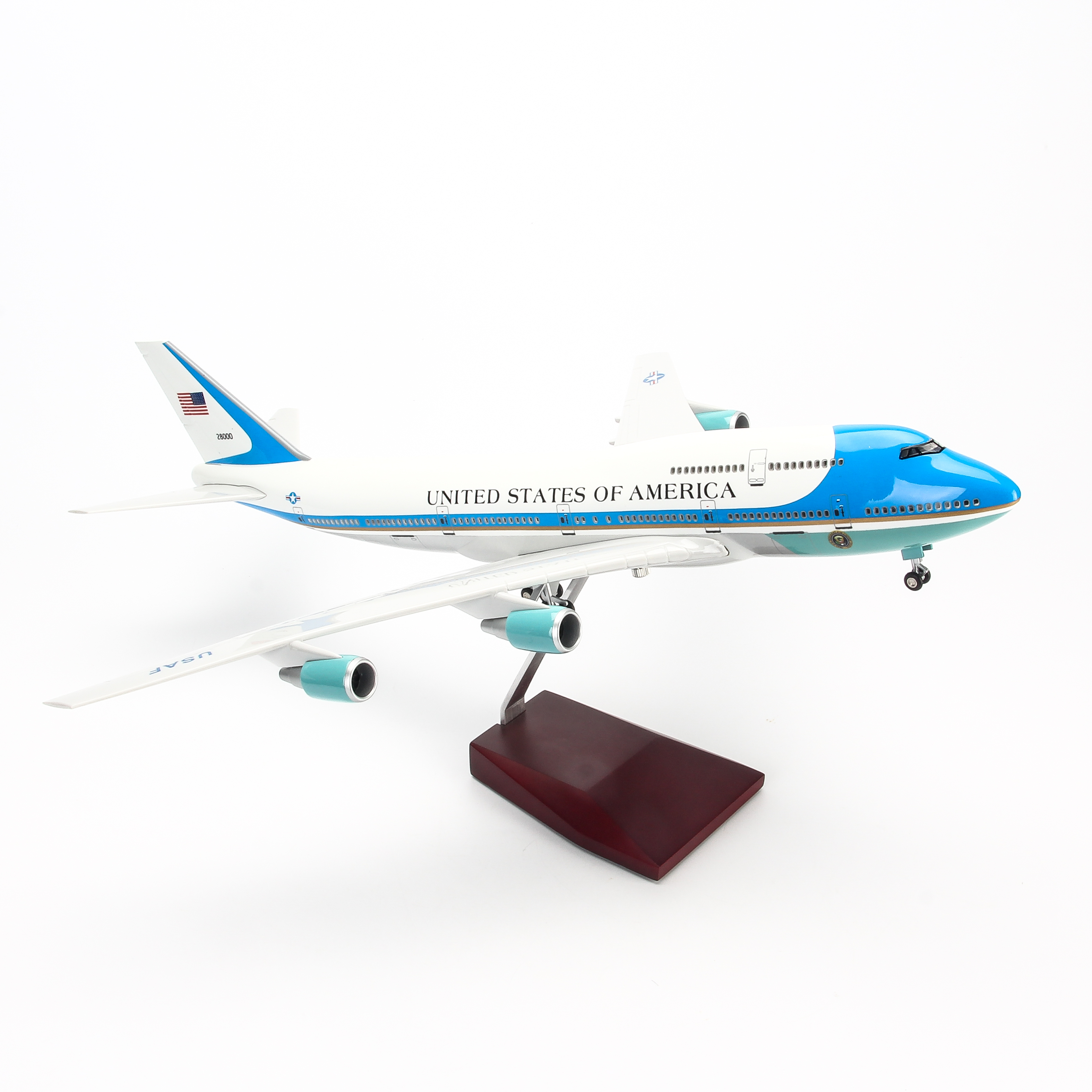 Mô hình máy bay B747 Air Force One 47cm-Trắng,Xanh