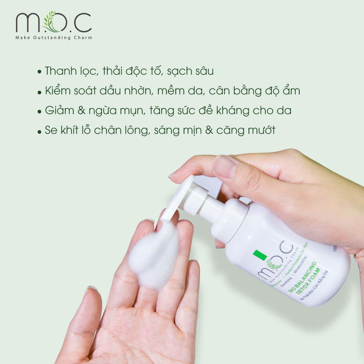 (MUA 1 TẶNG 1) Bọt Thải Độc Cân Bằng Da M.O.C (Detox) - Thanh lọc làn da, giảm &amp; ngăn ngừa mụn tái phát Làm mềm dưỡng ẩm, se khít lỗ chân lông