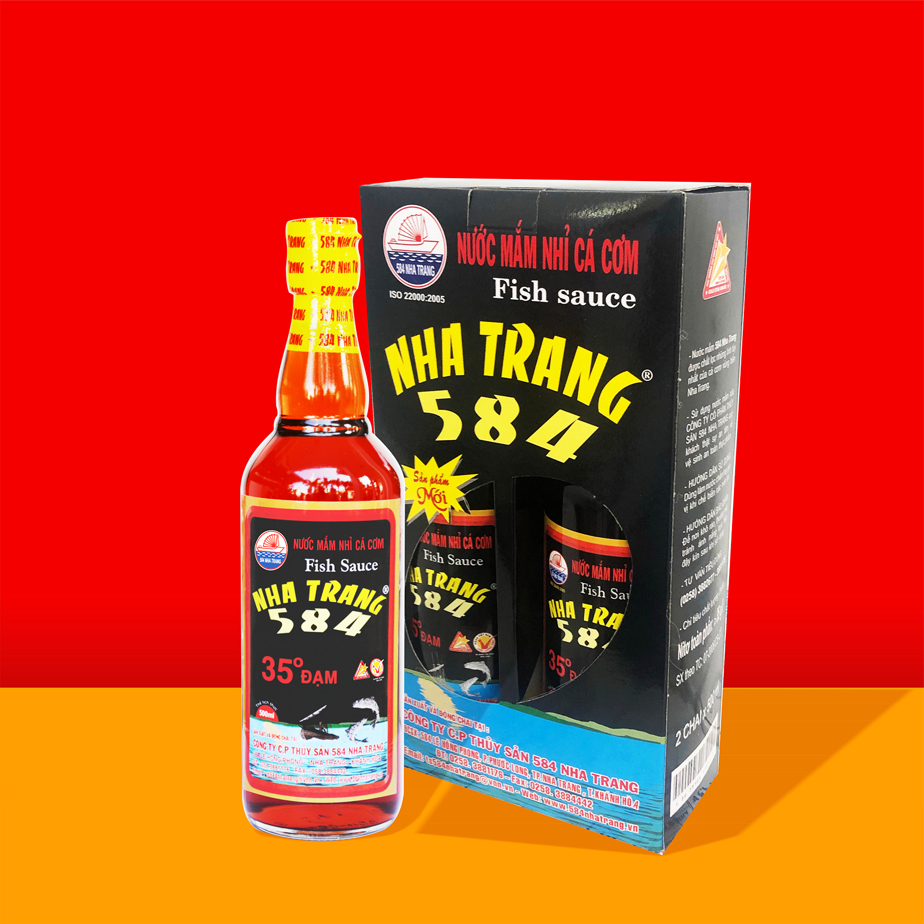 Thùng 6 Chai Nước mắm Nhỉ Cá cơm 584 Nha Trang - 30 độ đạm - Chai thủy tinh 510ml