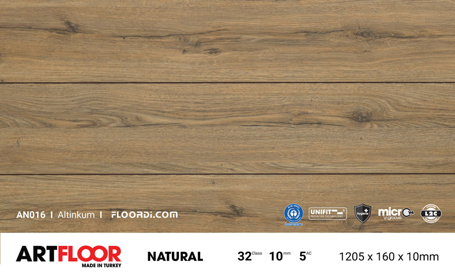 Sàn Gỗ  Công Nghiệp Artfloor Natural  AN016 - Altinkum - 10mm - AC5