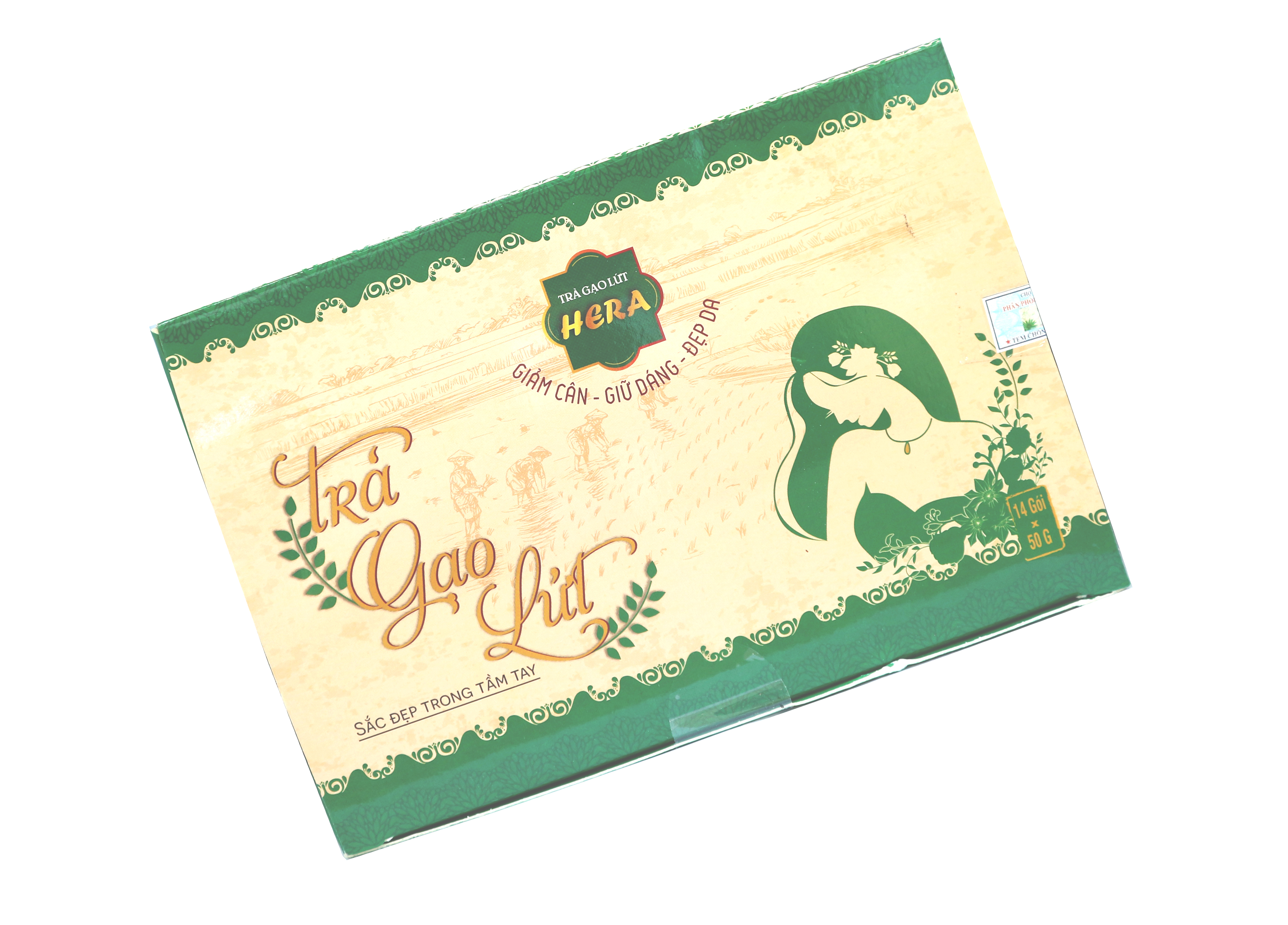 Trà Gạo Lứt Hỗ Trợ Giảm Cân - Giữ Dáng - Đẹp Da &amp; hỗ trợ sức khỏe Hera (14 gói x 50g)