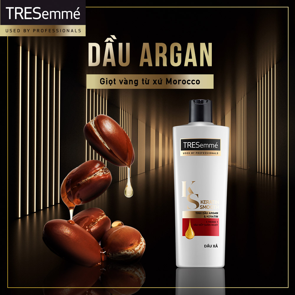 Dầu Xả Tresemmé Keratin Smooth Tinh Dầu Argan Và Keratin Vào Nếp Suôn Mượt (340g)