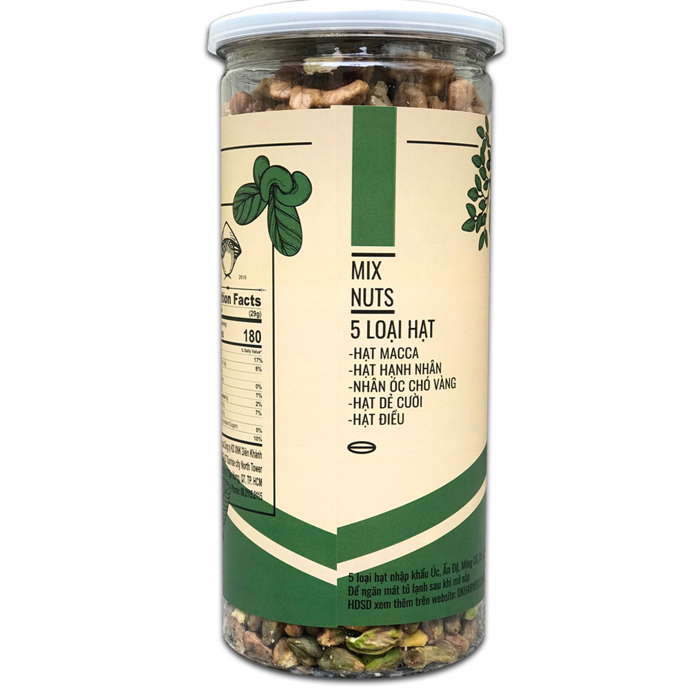  Hạt Mix Nuts 5 Loại hạt nhập khẩu (Dẻ Cười + Hạnh Nhân + Hạt Điều + Óc Chó Vàng + Macca ) DK Harvest