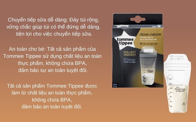 Túi trữ sữa Tommee Tippee Closer to Nature 350ml (hộp 36 túi)