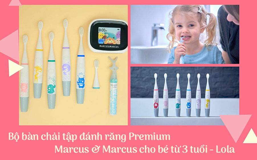 Bộ bàn chải tập đánh răng cho bé Premium Marcus &amp; Marcus, từ 3 tuổi - Ollie