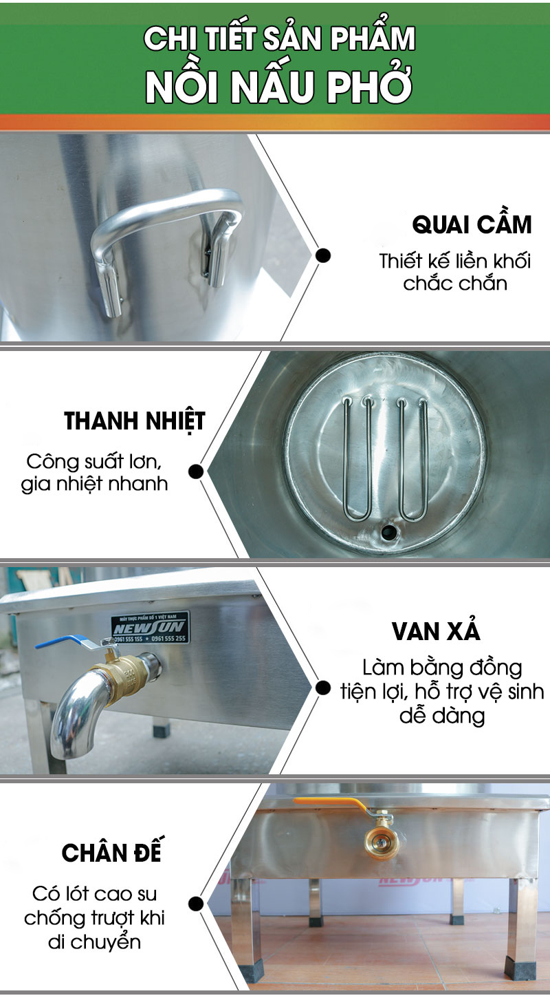 Nồi Nấu Phở Tủ Điện Rời 100L - Hàng Chính Hãng