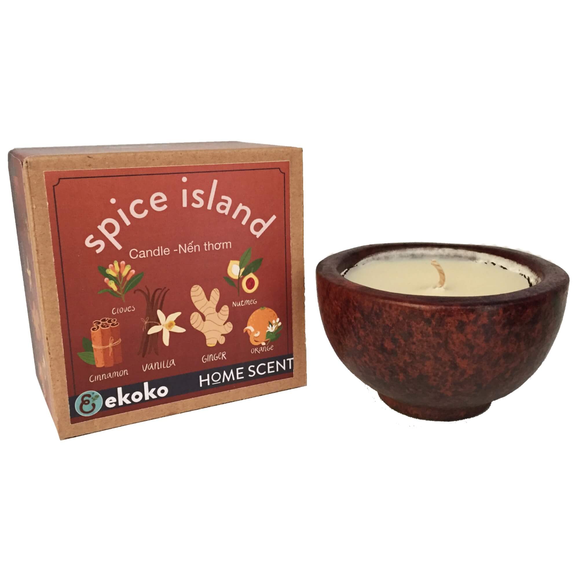 Nến thơm tự nhiên hương thảo mộc Spice Ekoko Aromatheraphy Candle Spice island 150g