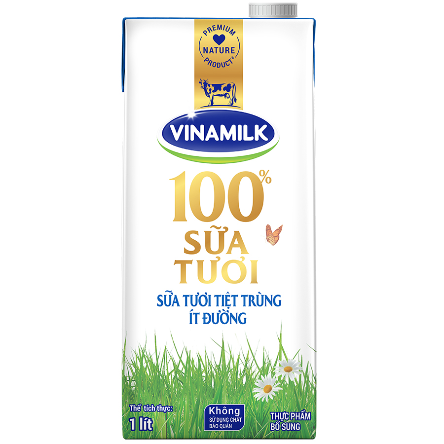 Thùng 12 Hộp Sữa Tươi Tiệt Trùng Vinamilk 100% Ít Đường (1L)