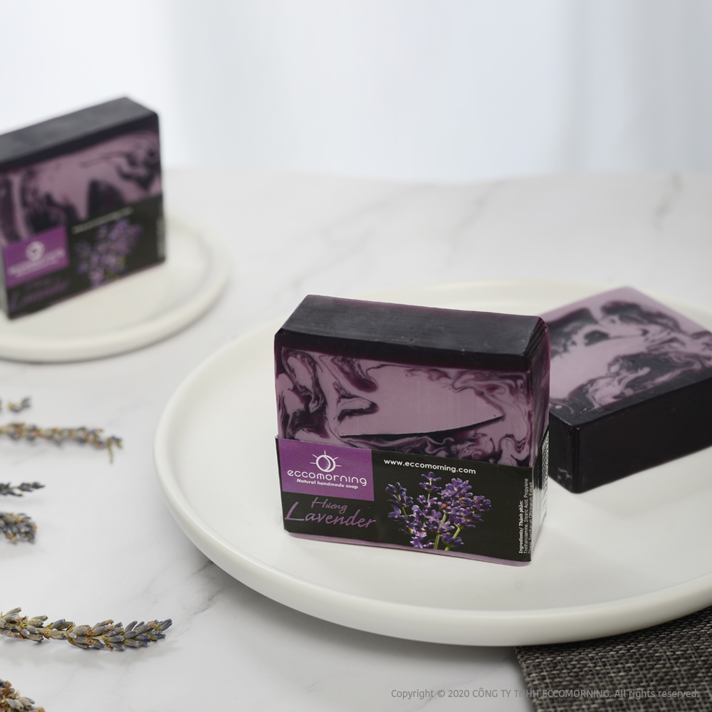 Xà Bông Thiên Nhiên Handmade eccomorning Hình Vuông Hương Oải Hương – Lavender Soap