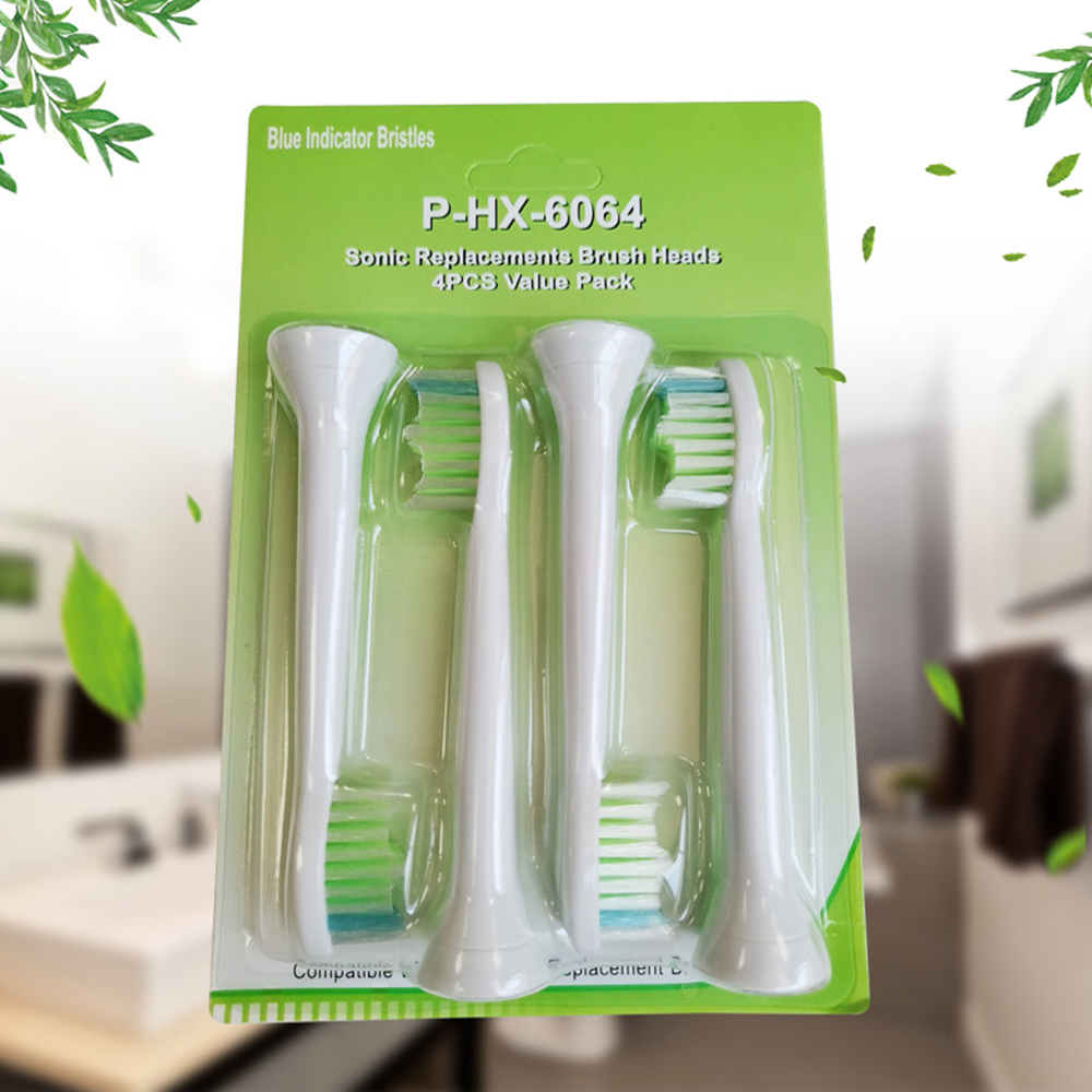 Bộ 4 đầu bàn chải đánh răng điện HX-6064 Trắng cho máy Philips Sonicare HX3, HX6, HX7, HX8, HX9, R, FlexCare +, FlexCare, HealthyWhite, HydroClean, EasyClean, DiamondClean