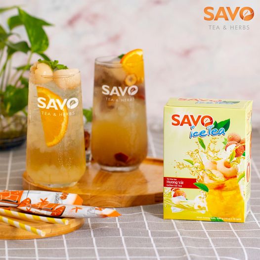 Trà SAVO Ice Tea  Vải ( Lychee Ice Tea ) - Hộp 16 gói x 15g