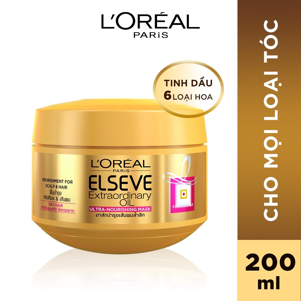 Bộ sản phẩm chăm sóc tóc chiết xuất tinh dầu hoa tự nhiên L'Oreal Paris Elseve Extraordinary Oil (Gội 650ml, Xả 325ml, Ủ 200ml)