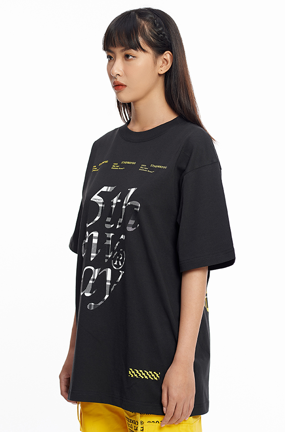 Áo Thun 5THEWAY Tay Ngắn Đen Form Mới aka 5THEWAY /vintage flannel/ NEW TEE in BLACK