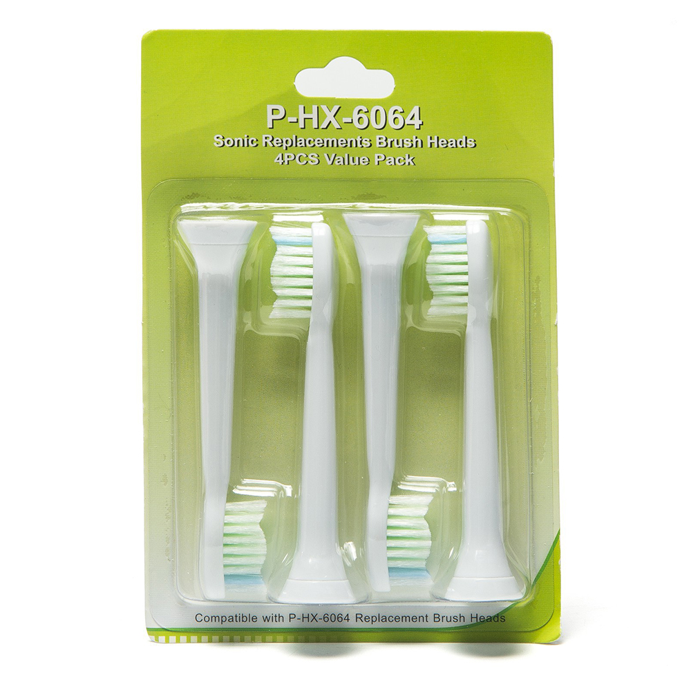 Bộ 4 đầu bàn chải đánh răng điện HX-6064 Trắng cho máy Philips Sonicare HX3, HX6, HX7, HX8, HX9, R, FlexCare +, FlexCare, HealthyWhite, HydroClean, EasyClean, DiamondClean