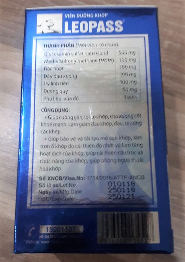 THỰC PHẨM CHỨC NĂNG - VIÊN DƯỠNG KHỚP LEOPASS - LỌ 60 VIÊN