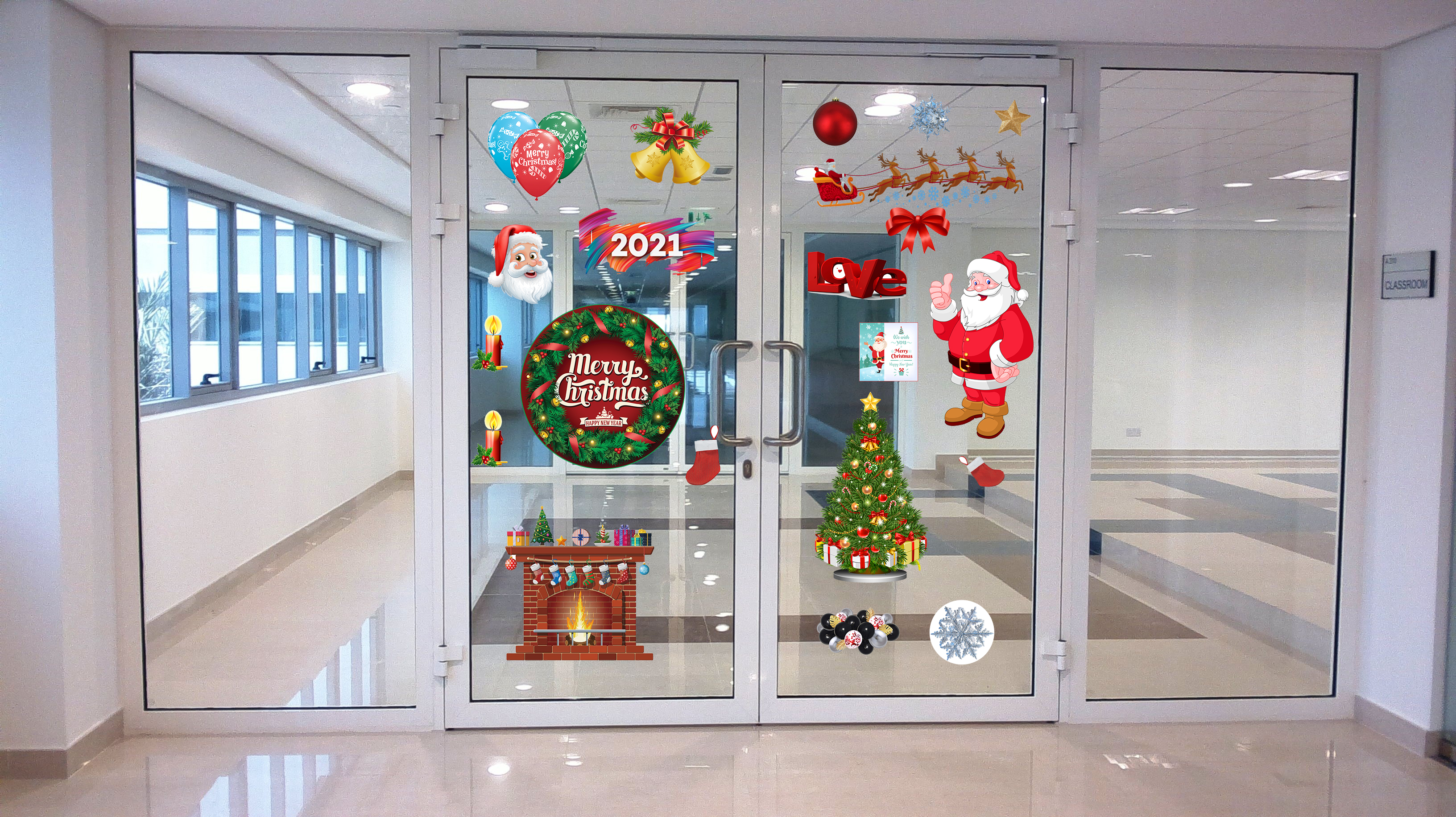 Trang Trí Noel ( marry christmas ) decal hình cắt sẵn dán tường , dán kinh