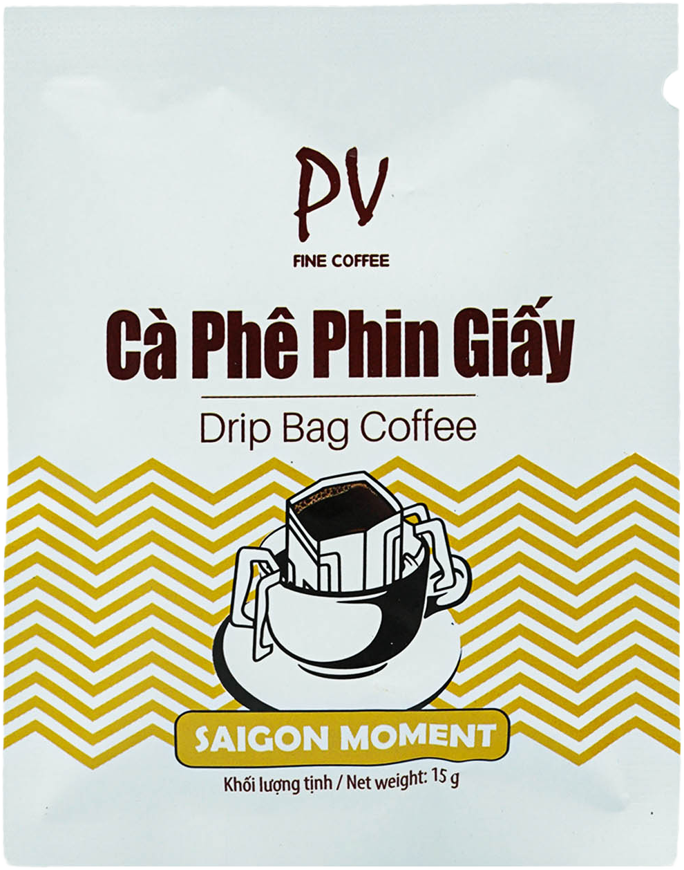Cà Phê Phin Giấy PV Fine Coffee Drip Bag Coffee Saigon Moment - Cà Phê Tiện Lợi - Cà Phê Nguyên Chất (120g) - Phương Vy Coffee
