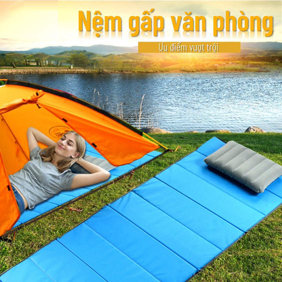 Đệm Gấp Văn Phòng 190x70cm, dày 1.5cm , Đệm Gấp Ngủ Trưa Văn Phòng Siêu Nhỏ Gọn, Chất Liệu Mút , Dễ Dàng Gấp Gọn, tiện dụng, nhỏ gọn dễ mang theo, Foldable Sleeping Office Mattress