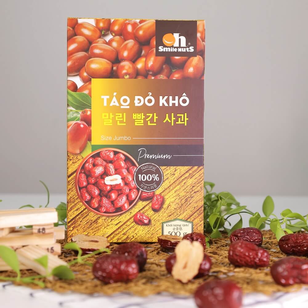 Táo Đỏ Khô Cao Cấp Smile Nuts Hộp 500g