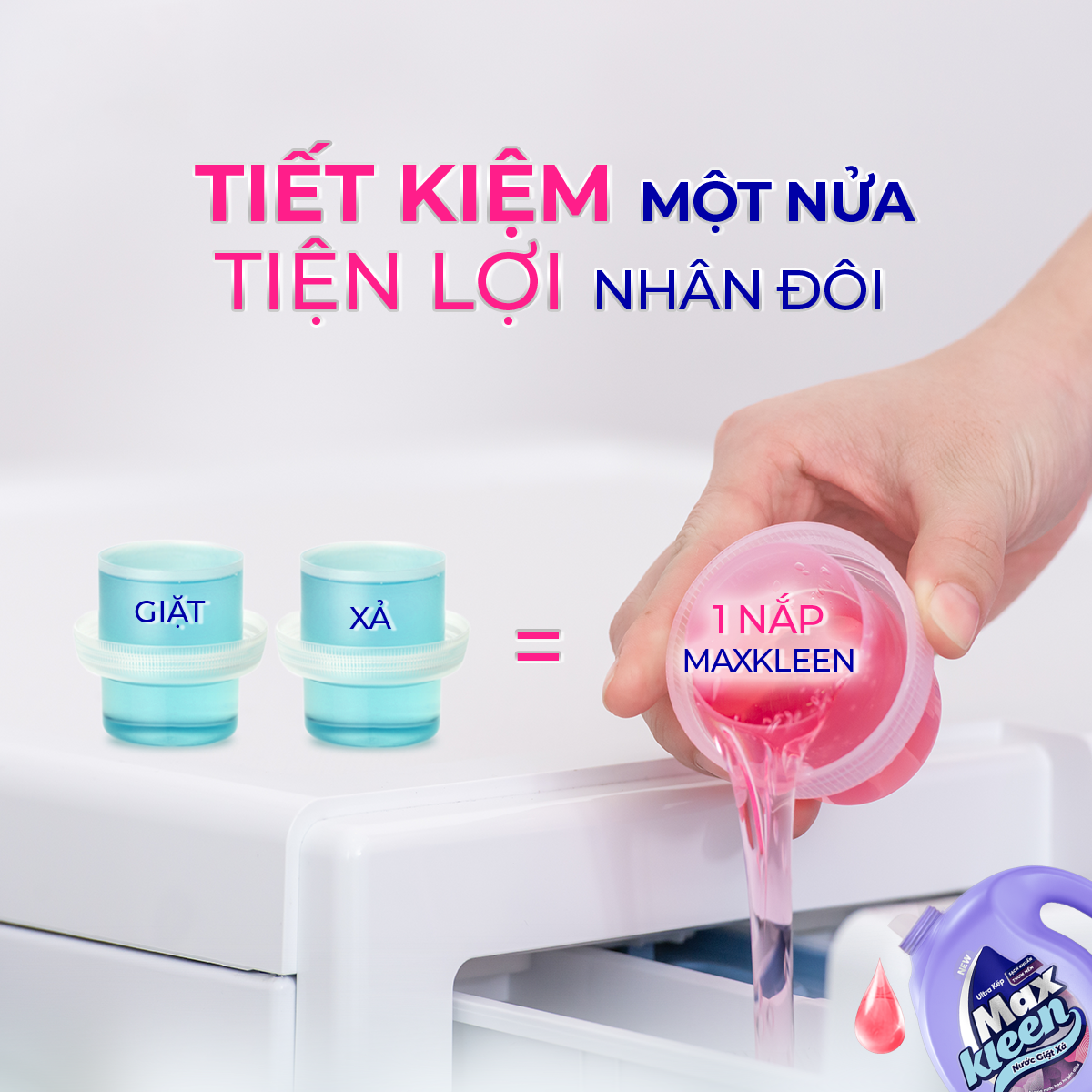 Combo 2 Túi Nước Giặt Xả Maxkleen: 1 Hương Nước Hoa Huyền Diệu (2.4kg) + 1 Hương Hoa Nắng (2.4kg)