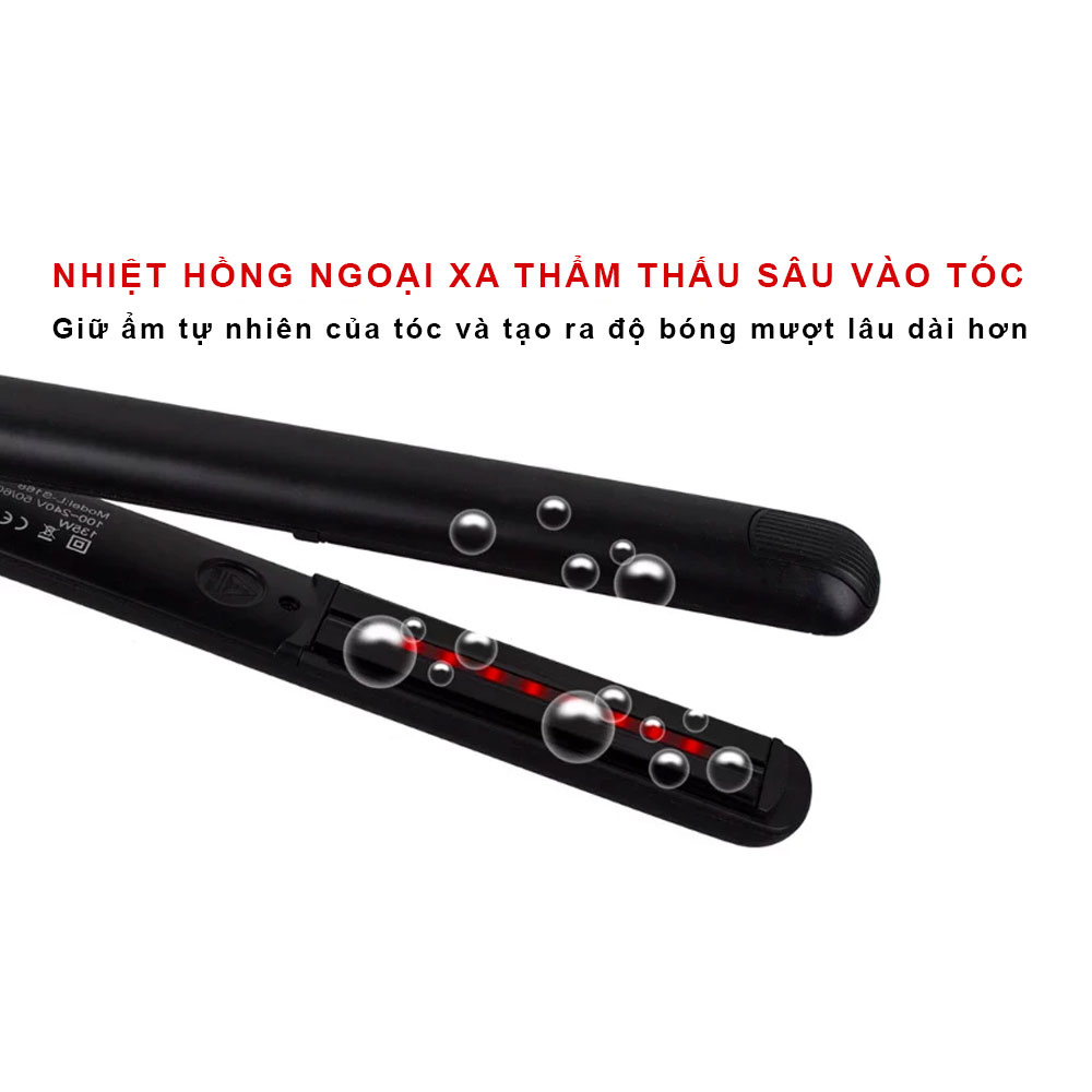 Máy Kẹp Tóc Nhiệt Hồng Ngoại Xa PYT Far Infrared 2in1 - Màu Đen - Sử Dụng Để Ép Và Uốn Tóc