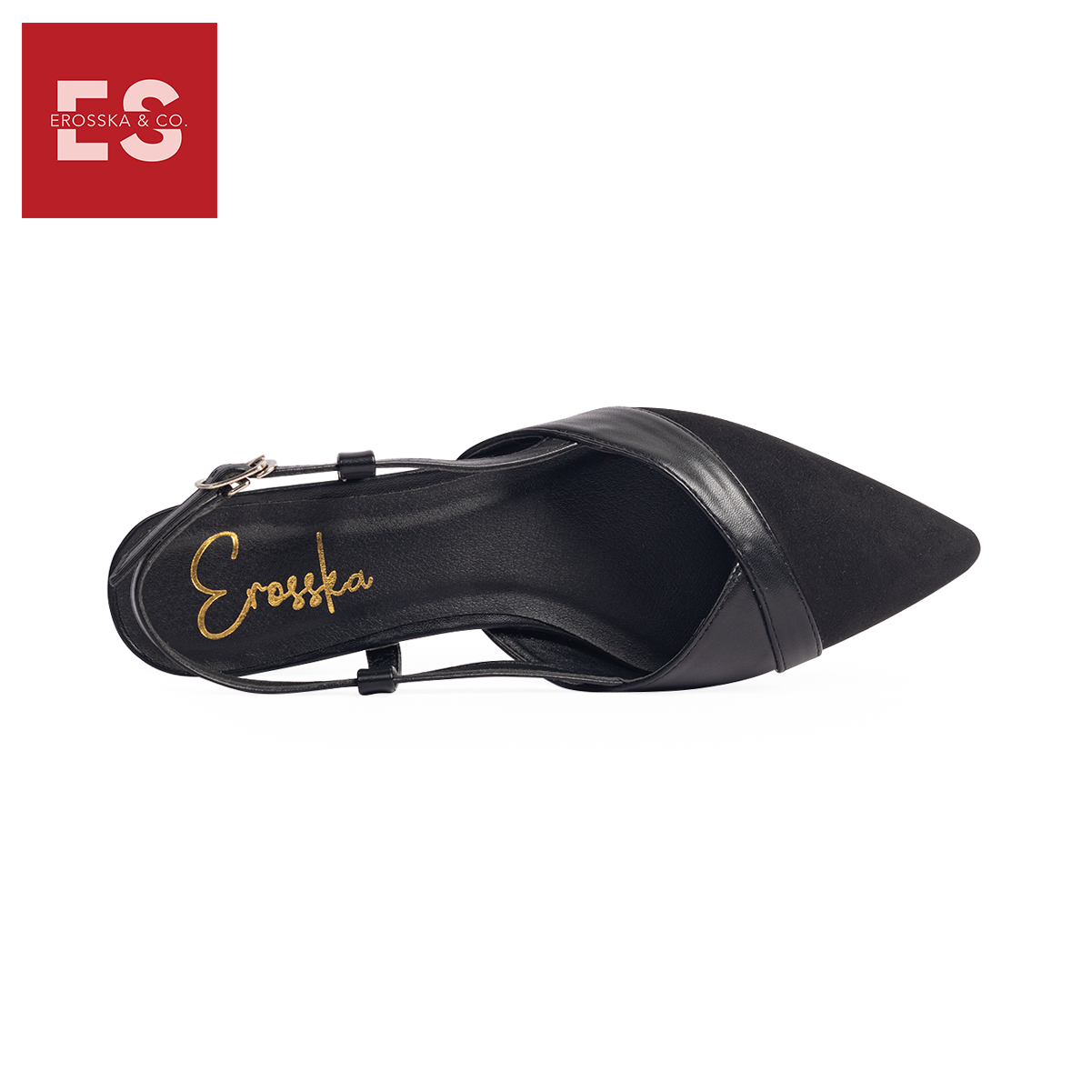 Giày Sandal Nữ Đế Bệt Mũi Nhọn Thời Trang Erosska EL005 ( Màu Đen)