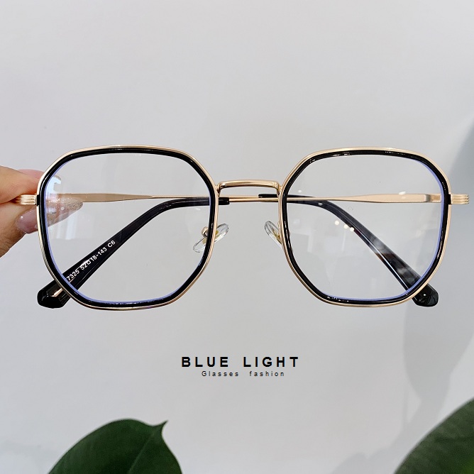Kính Giả Cận, Gọng Kính Cận Nam Nữ Mắt Vuông GọngVàng Đen Không Độ Hàn Quốc - BLUE LIGHT SHOP