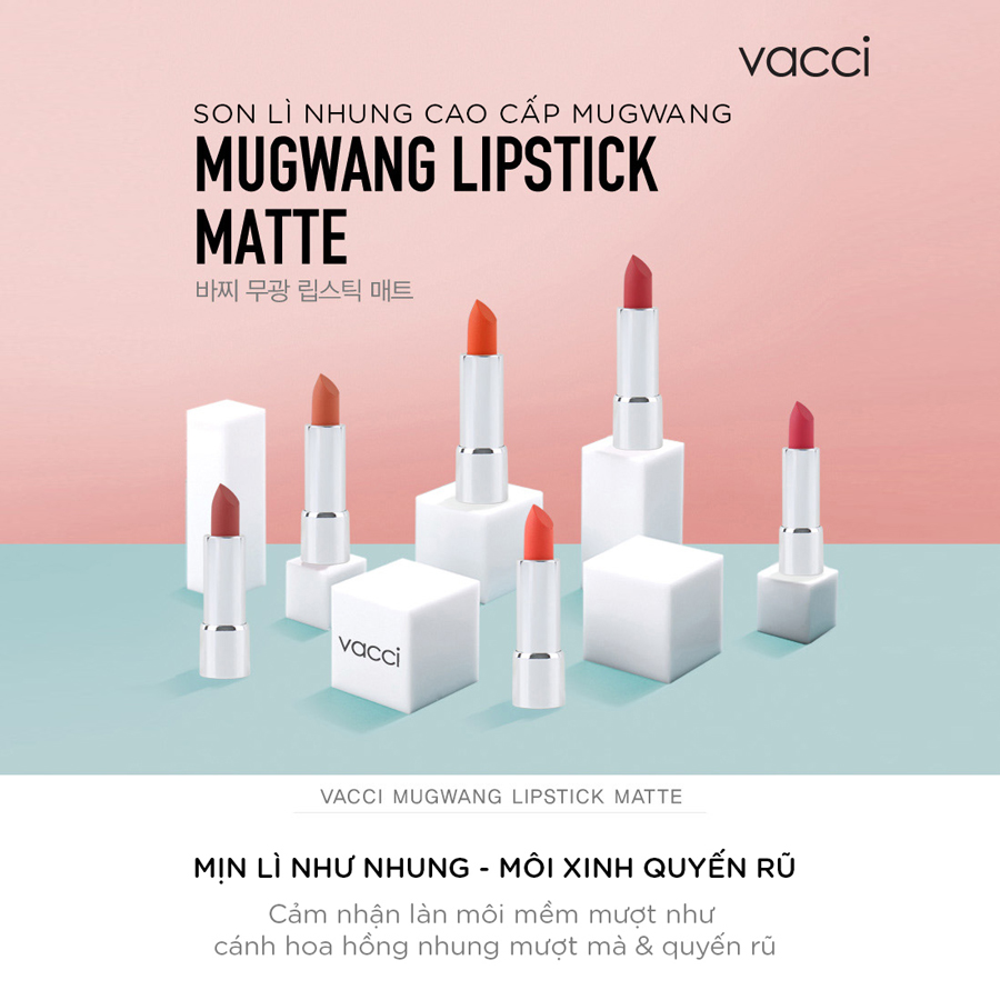 Son lì nhung cao cấp lâu trôi Vacci Mugwang Matte Lipstick - 210