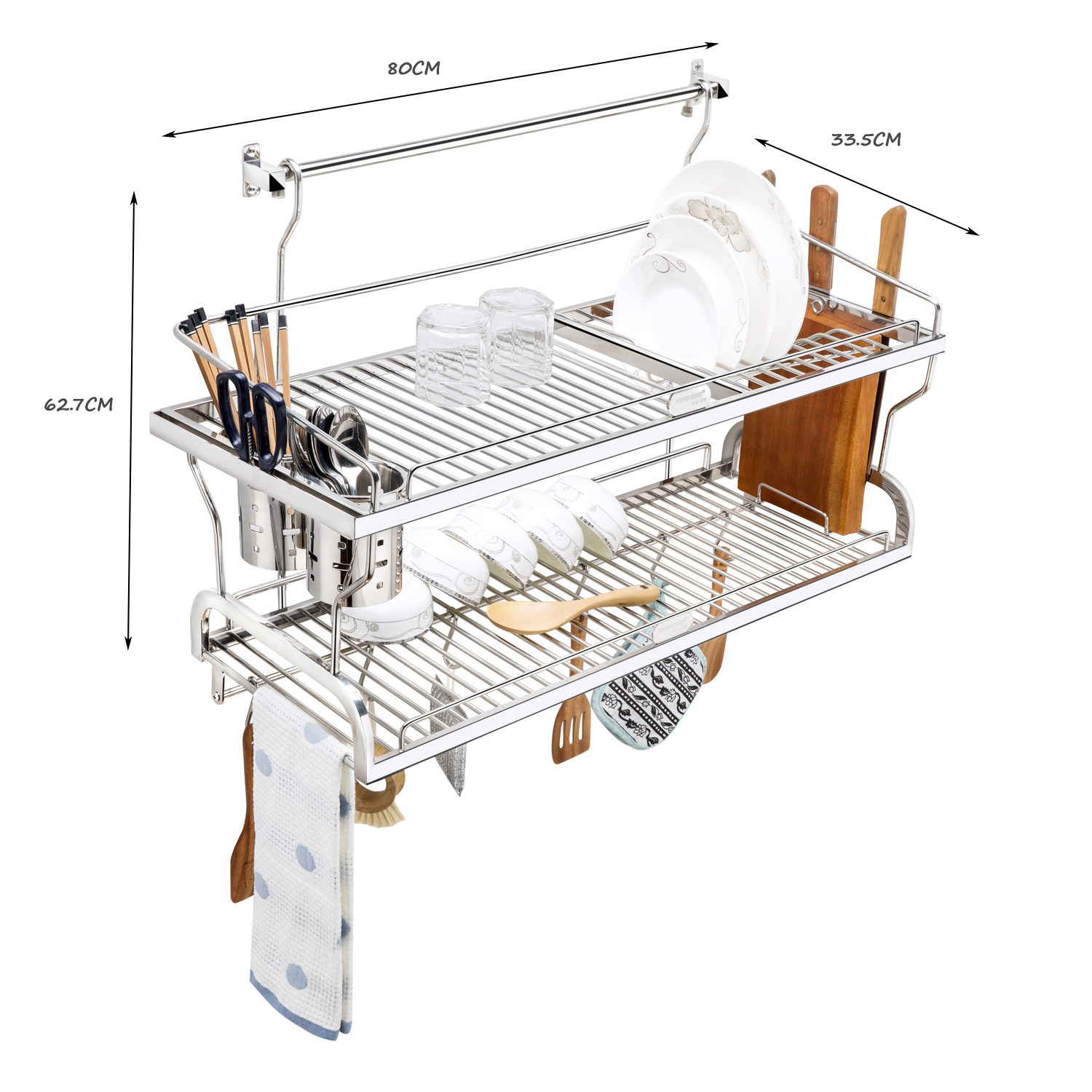 Kệ sóng chén 8 tấc treo inox 304 TOVASHU 304-8TC2