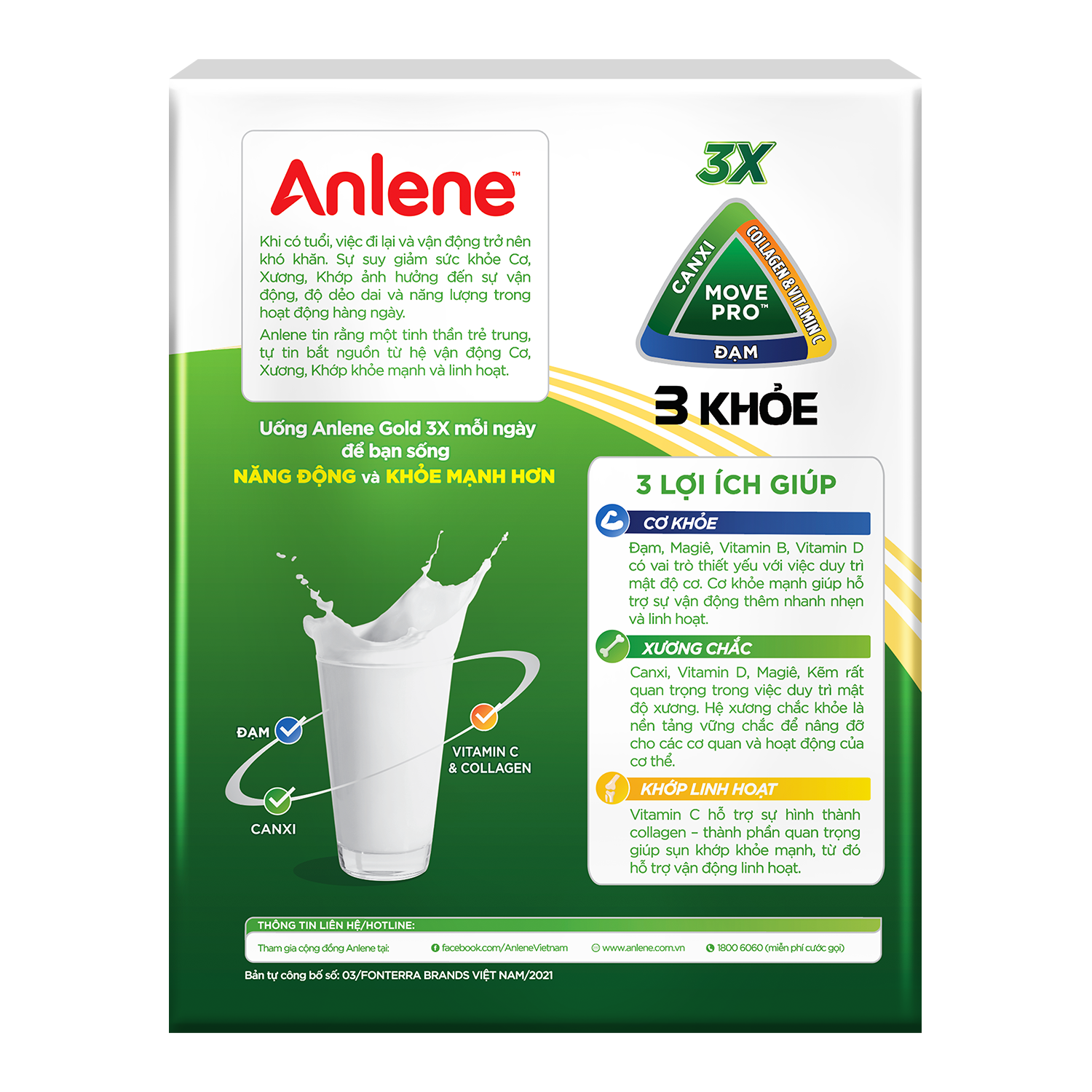 Combo 2 Sữa Bột Anlene Gold Movepro 3X Hương Vanilla (Hộp Giấy 1,2kg) Tặng kệ 3 tầng Inochi