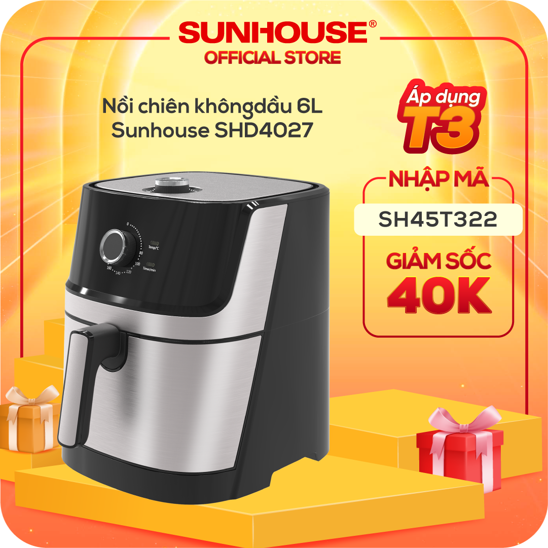 Nồi Chiên Không Dầu Sunhouse SHD4027 (6 Lít) - Hàng chính hãng