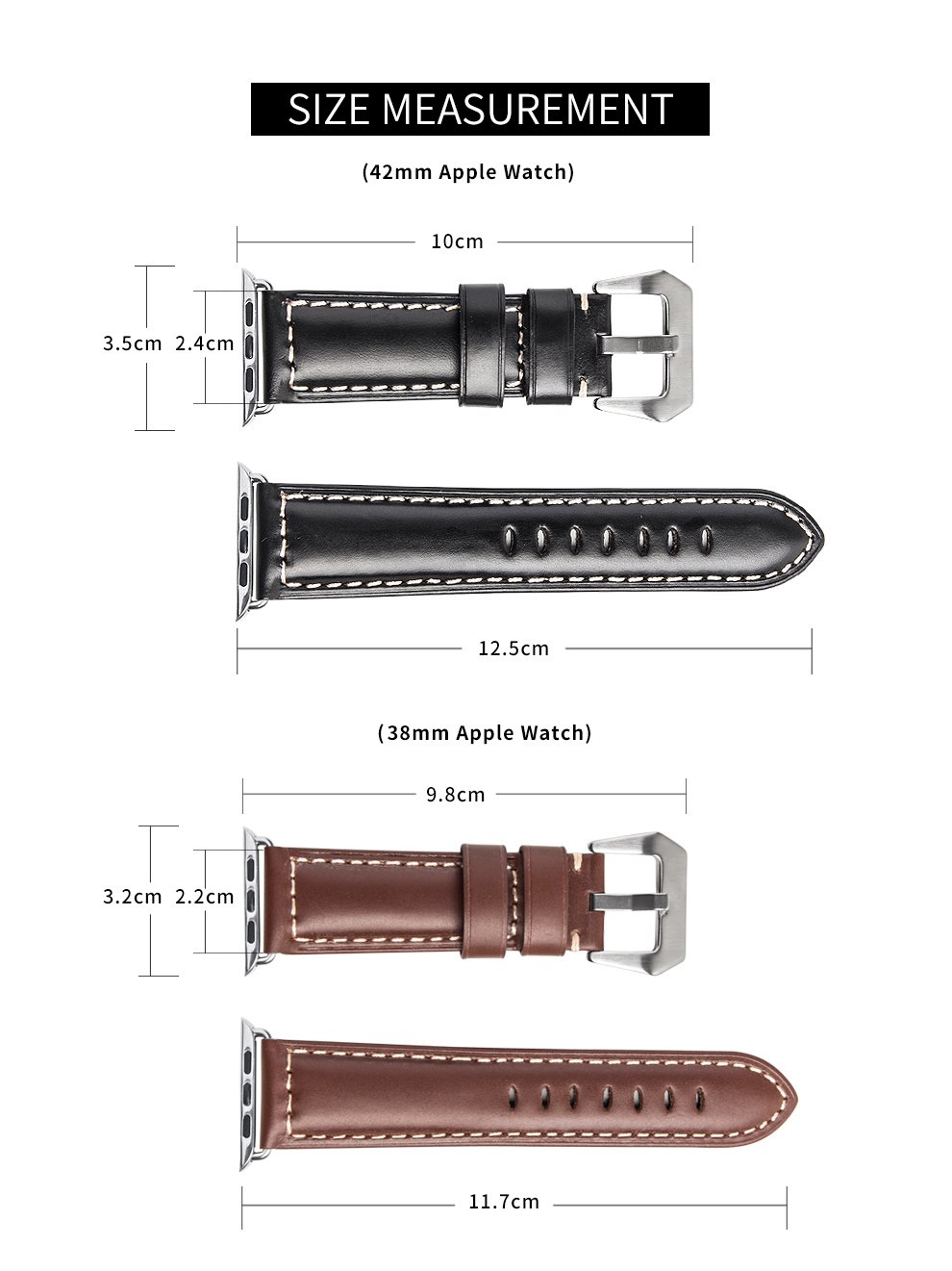 Dây đeo da bò ROPS (Qialino) top layer leather strap cho Apple watch - Hàng chính hãng