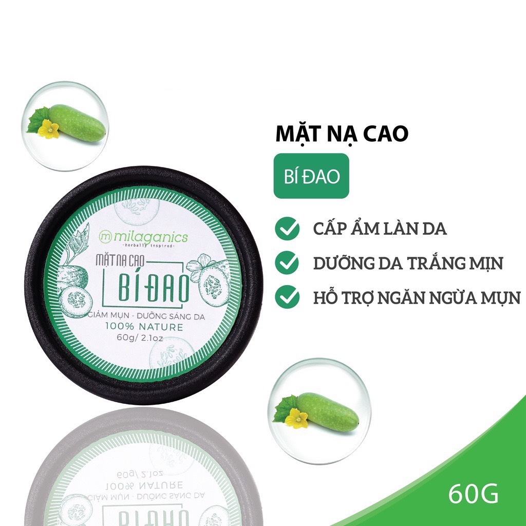 Mặt Nạ Cao Bí Đao Milaganics Giảm Mụn, Dưỡng Sáng Da (60g)