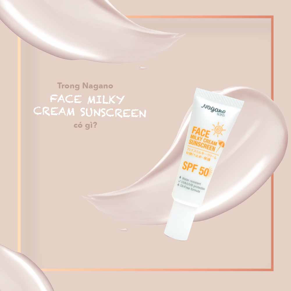 Kem Chống Nắng Dành Cho Da Mặt Nagano 20ml - Face Milky Cream Sunscreen Nagano 20ml - Chỉ số SPF50+ giúp chống nắng hiệu quả và bảo vệ da chắc khỏe