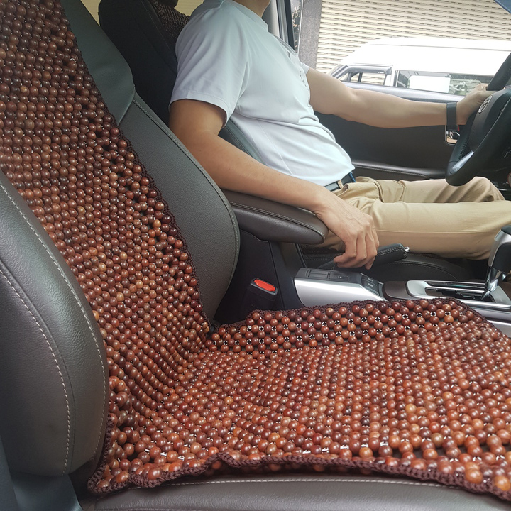 Đệm hạt gỗ tựa lưng massage ô tô 100% gỗ Trắc tự nhiên nguyên mộc, đan kết diềm mép cao cấp - Kích thước: 1,21 X 0,45 - Trọng lượng: 3,1Kg