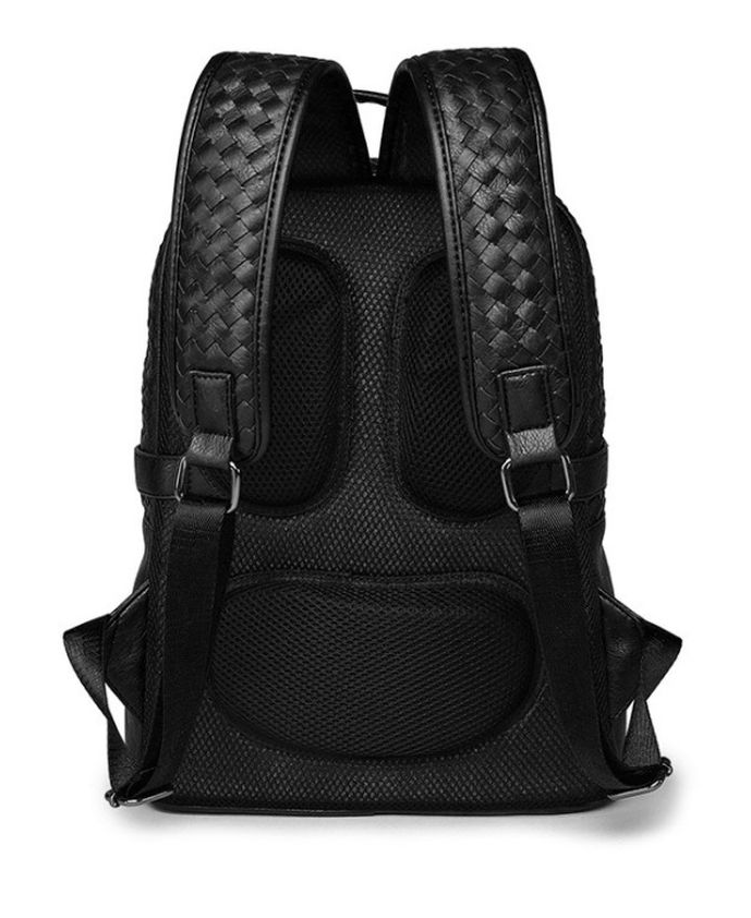 Unisex Fashion Backpack Leather Woven student Laptop Bag