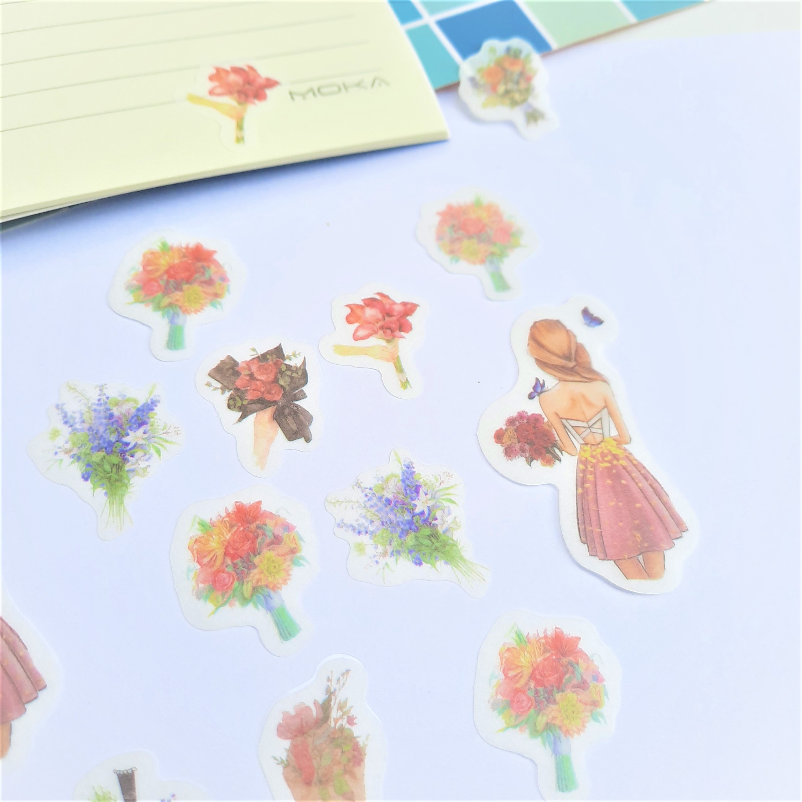 Combo 2 Bộ 32 Sticker Hình Dán Mini Cô Gái Và Hoa