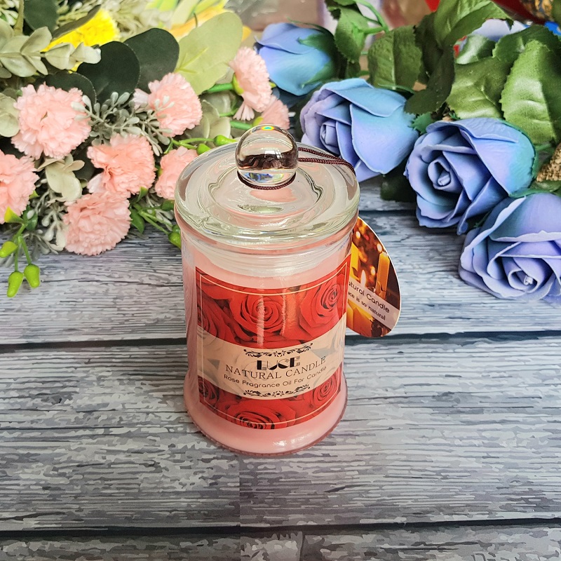 Nến thơm lọ thủy tinh hoa hồng không khói Ecolife - Aroma Candles Rose Jar