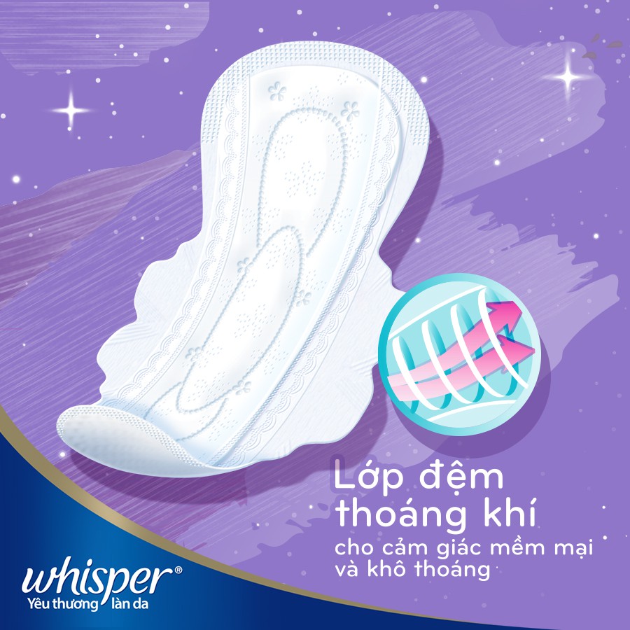 Băng Vệ Sinh Whisper SkinLove Siêu Mỏng Có Cánh Ngày Nhiều Và Ban Đêm 28cm (Gói 8  Miếng)