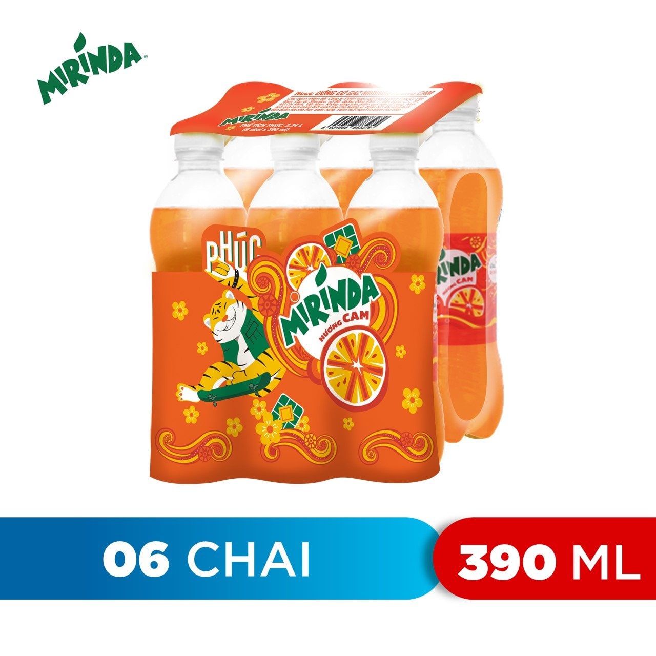 Lốc 6 Chai Nước Giải Khát Mirinda Cam (390ml/chai)