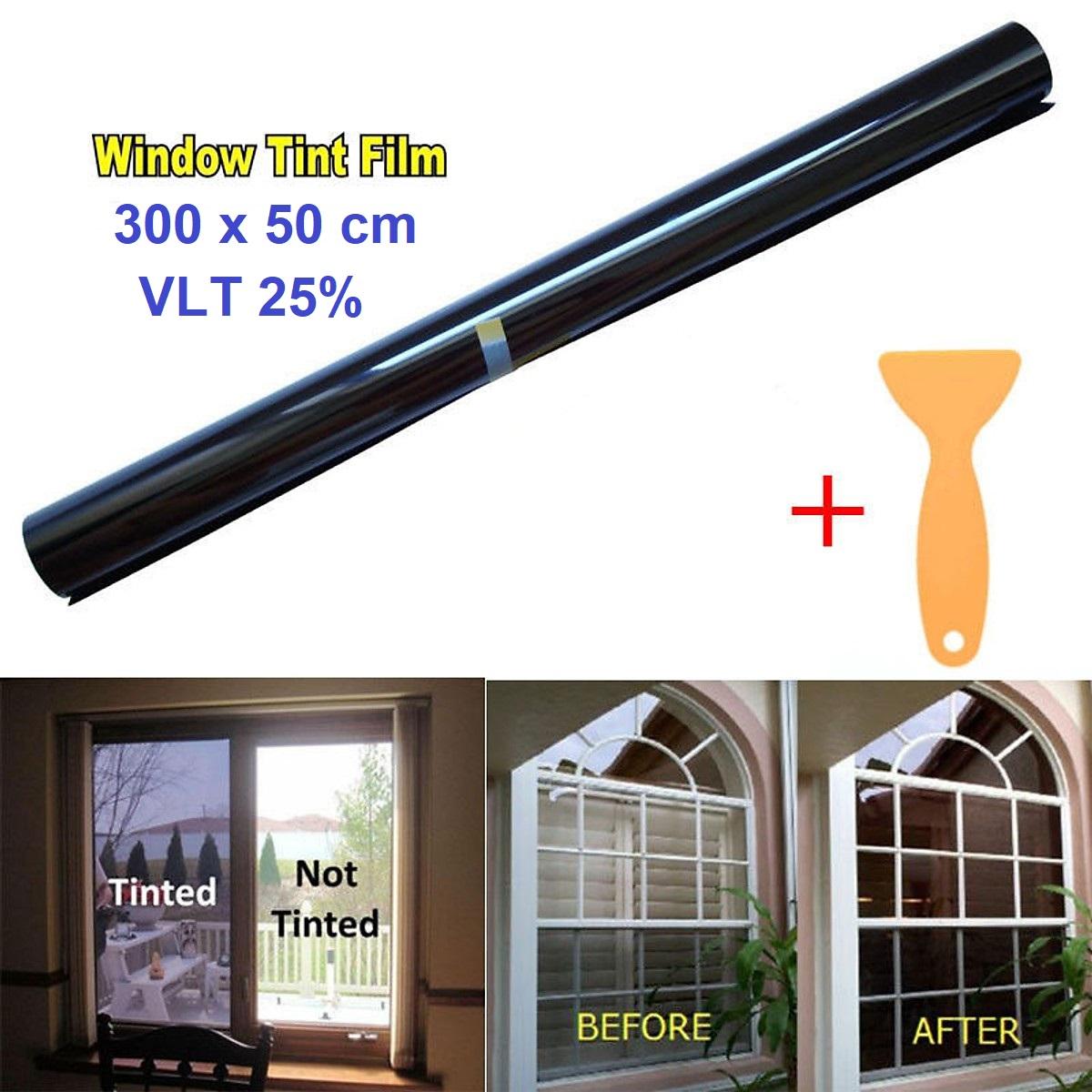 Tấm phim cách nhiệt dán cửa xe ô tô, cửa nhà, cửa văn phòng, cửa shop kích thước 50x300cm 25% VLT tặng kèm dụng cụ dán phim