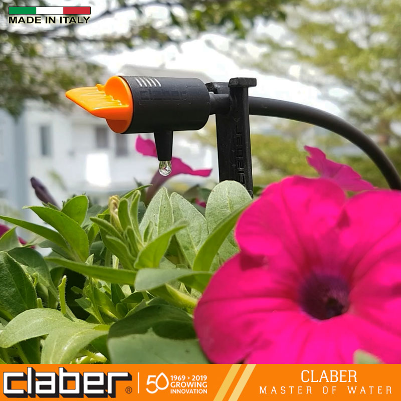 Combo Bộ Hẹn Giờ Tưới Cây Tự Động Nhỏ Giọt 15 kênh vặn Claber 8422 + bộ Kit tưới nhỏ giọt cho 10 chậu cây DRIPKIT10TC